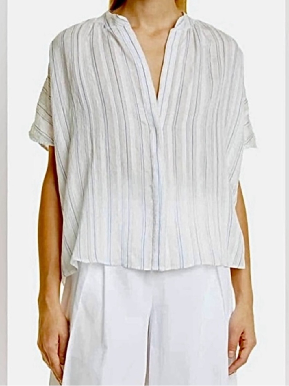 ·Vince· Striped Short Sleeve Blouse Size Medium
